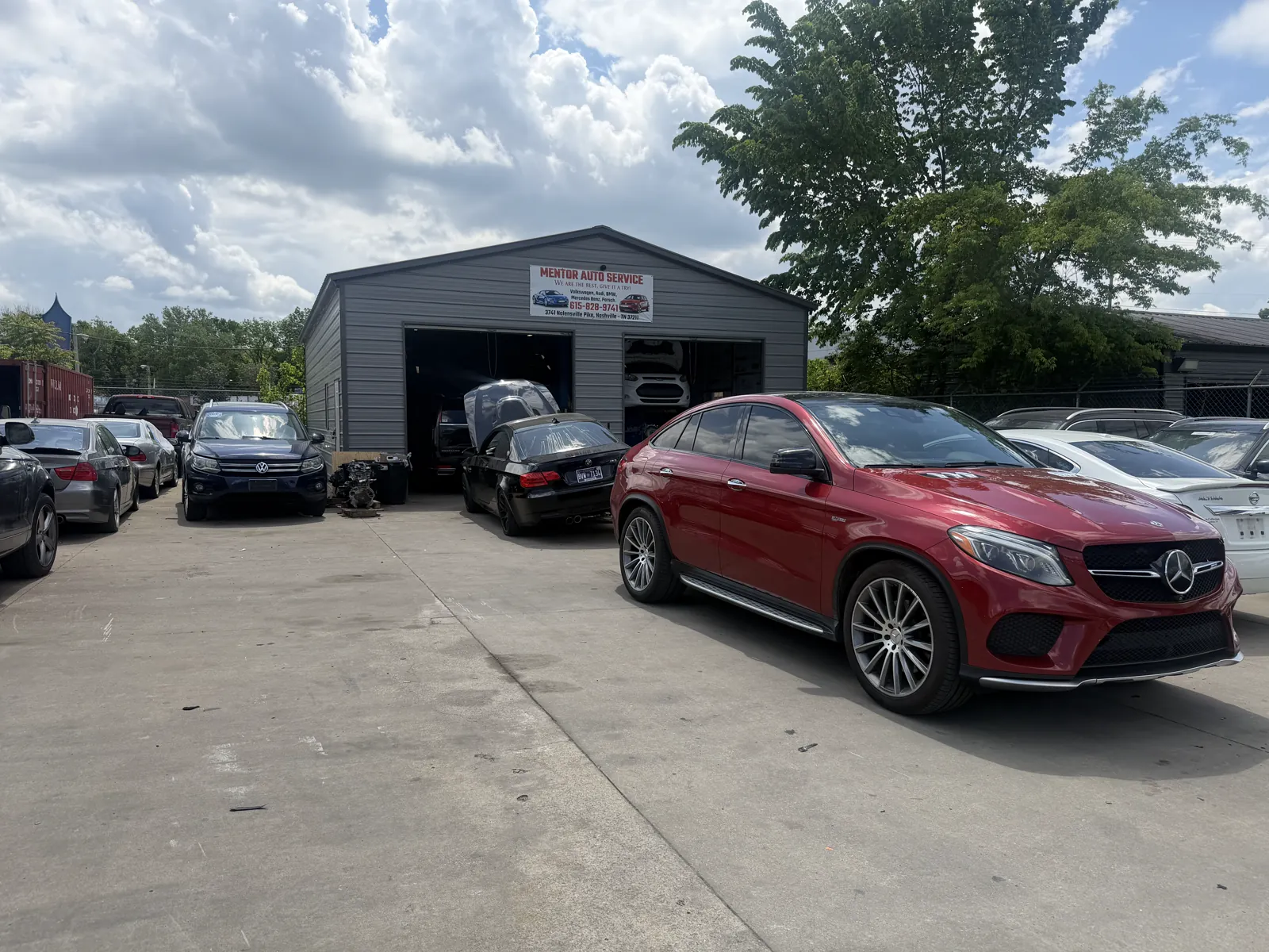 Mentor Auto Service shop view — Nashville's European auto specialist.